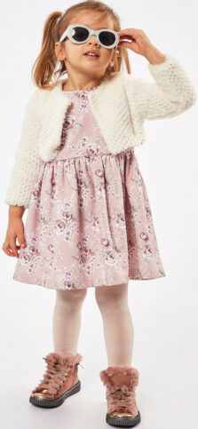 Εβίτα Παιδικό Φόρεμα 215296 με Γουνάκι Μπολερό Floral