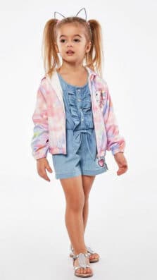 Εβίτα Παιδικό Αντιανεμικό Μπουφάν Κοντό με Κουκούλα για Κορίτσι Ροζ 226307